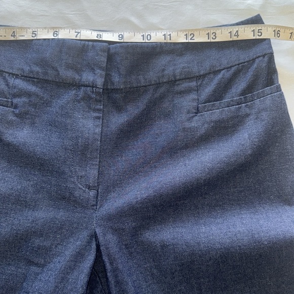 Ann Taylor Dark Blue Chambray Denim Cropped Trousers Flat Front Preppy Classic - Picture 5 of 12